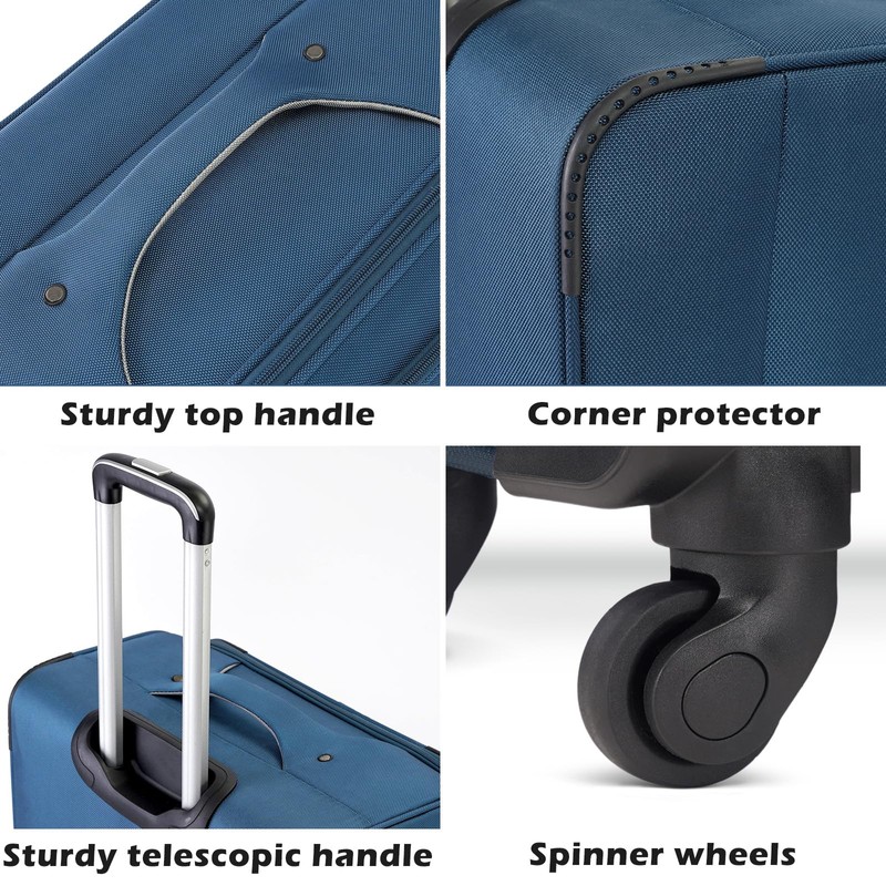 Coolife Luggage 4 Piece Set Suitcase Spinner TSA Lock Softshell