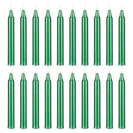 Mega Candles 20 pcs Unscented Metallic Green Exquisite Mini Taper Candle, 4 Inch Tall x 1/2 Inch Diameter, Supreme Chimes, Enchantment, Rituals, Casting Spells, Witchcraft, Wiccan, Metaphysical