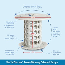 TubShroom TubShroom Tub Hair Catcher Protector, Fits 1.5" - 1.75" Drain, Gray