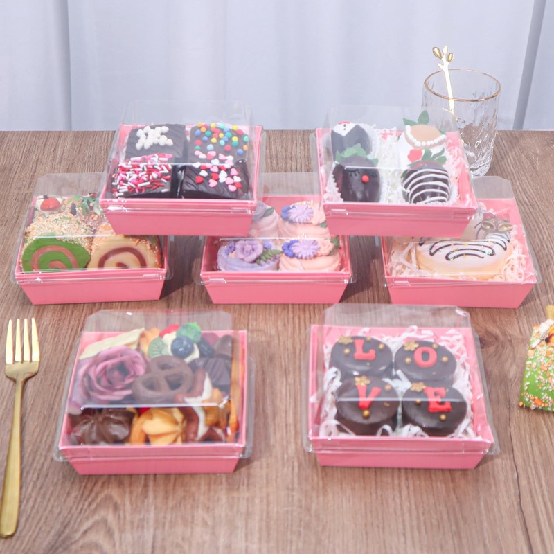 ROSPAKTEK 60Pack 4x4x2.5 Inches Charcuterie Boxes with Clear Lids -
