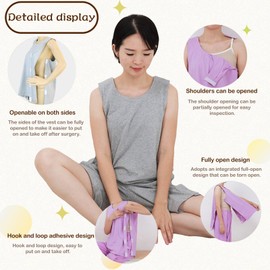 ALIALAVESTA Post Shoulder Surgery Shirts Rehab Shirt,Recovery Tear Away T-shirt,Fit Recovery cloth for Post-op,Incontinence, Grey (Short Style), X-Large