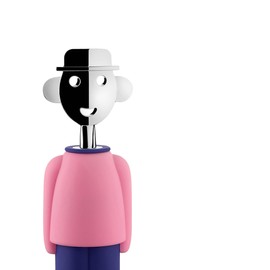 Alessi Alessandro M. AM23 PAZ - Design Corkscrew, in Thermoplastic Resin and Chrome-Plated Zamak, Pink and Blue