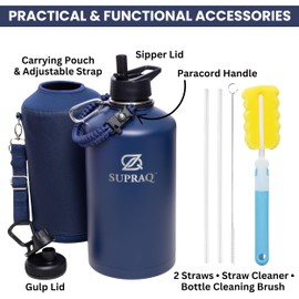 SUPRAQ Insulated Water Bottle Stainless Steel - Cold for 48 Hours, Hot for 24 Hours (navy, 128oz)