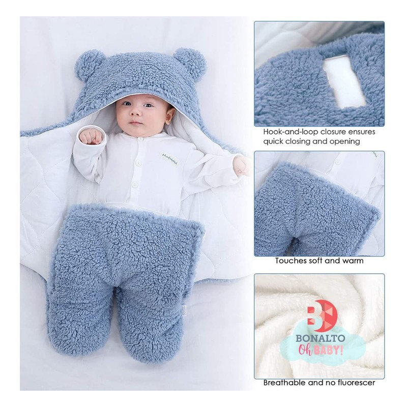 Manta con Capucha de Oso para Bebé, Saco para Dormir