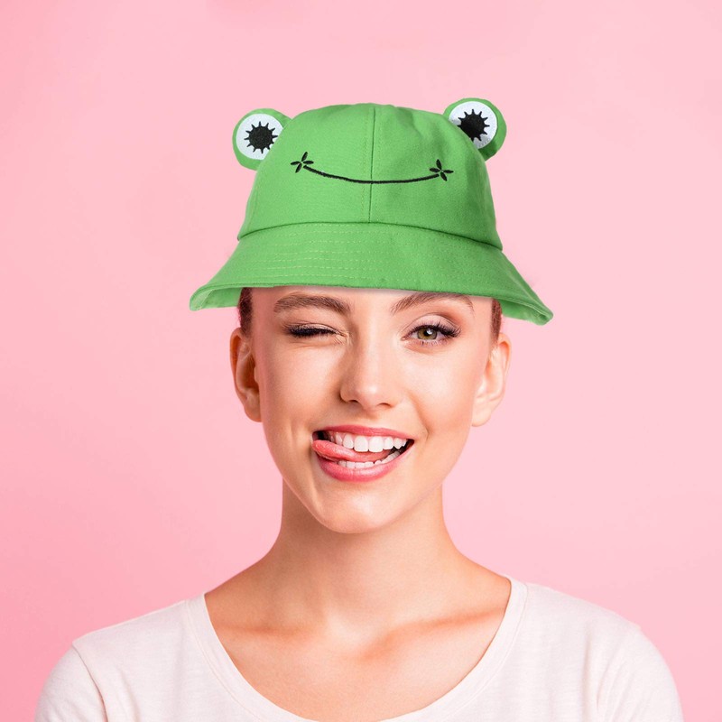 Cute Frog Bucket Hats Fisherman Cap Summer Beach Sun Protection