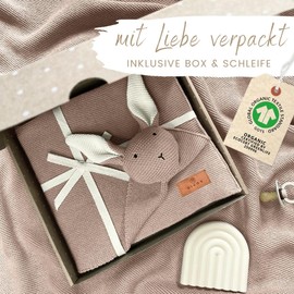 DIKOS® Original Baby Blanket Cuddly Rabbit Cappuccino 100% Organic Cotton Newborn Blanket Cuddly Blanket Knitted Blanket Girl/Boy Cuddly Blanket Baby First Essentials Gift at Birth