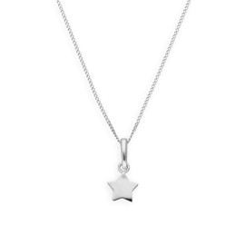 9ct White Gold Star Pendant on 16 Inches Chain