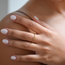 Aurelia Mae 14K Yellow Gold Women's Open Twist Eternity Band | Pavé Wrap Ring Coil Ring, 8, Brass, Cubic Zirconia