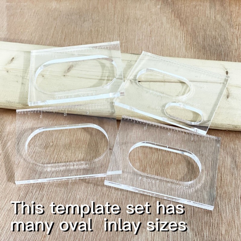 Monliful Pack of 4 Oval Inlay Template Set Router Templates