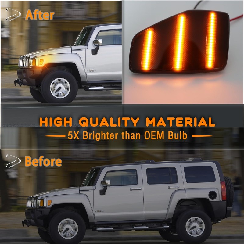 ZDEERAOTO LED Front Headlight Side Marker Light Amber Turn Signal