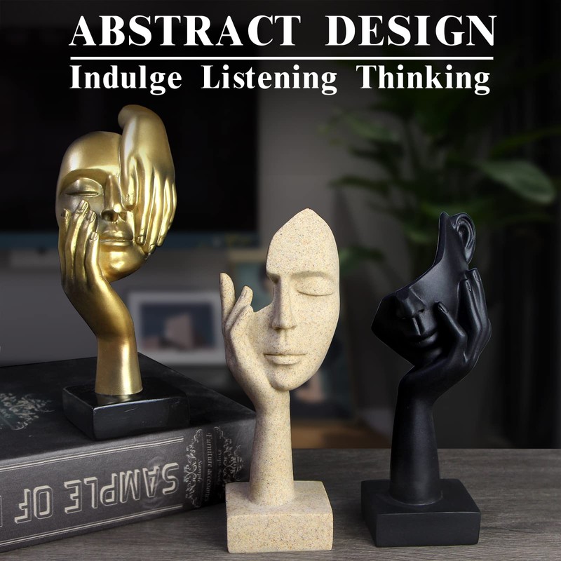 prosfalt 3 Pcs Thinker Statue,Modern Home Resin Sculptures,Collectible Figurines for