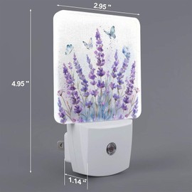 Led Night Light, Lanvender Butterfly Decorative Plug in Nightlights,with Smart Auto Dusk to Dawn Night Light for Bedroom, Kitchen, Nursery, Bathroom