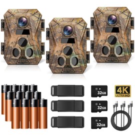 WOSODA Mini Trail Camera 3 Pack,4K 48MP Game Camera with 2.0'' LCD Screen,Hunting Camera with Night Vision Motion Activated Waterproof, 120 Wide-Angle with No Glow LEDs for Outdoor Wildlife