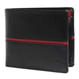 United HOMME UH-1073 UH-1073 Luxury Horse Leather x Cowhide Center Line Wallet/Short Wallet, Red, Black
