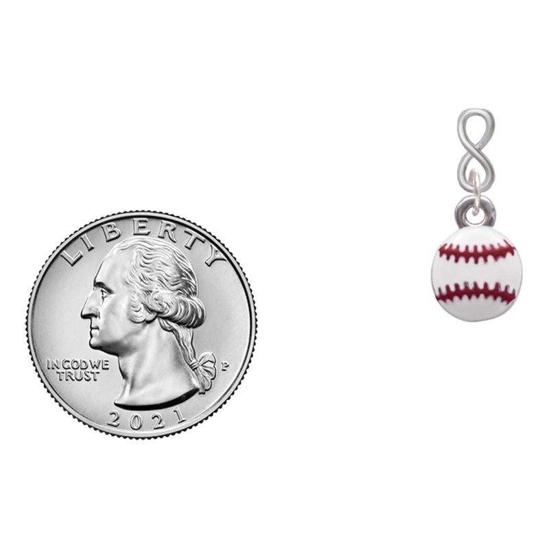 Delight Jewelry Silvertone Mini White Baseball - Silvertone Infinity Post
