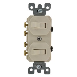 Leviton 15 Amp, 120/277 Volt, Duplex Style Two 3-Way Combination Switch, Commercial Grade, 5243-T, Light Almond