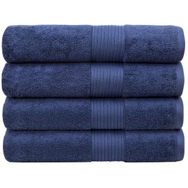 Bliss Luxury Bath Towels Set - 34" x 56" Extra Large Premium Quality Bath Sheet - 650 GSM - Soft Combed Cotton, Absorbent (Denim, 4 Pack)