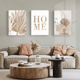 3-Piece Canvas Picture Set, Modern Boho Pictures, Living Room Decoration, Bedroom Wall Pictures, Beige Art Picture without Frame (BXMY03, 3 x 50 x 70 cm)