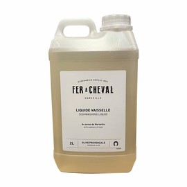 Fer à Cheval Dishwashing Liquid Refill 2 L/67.6 fl oz – Marseille Soap-Based Formula with 99% Natural Ingredients, Made in France