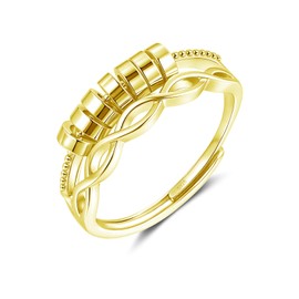 Estrellique Silver 925 Anxiety Rings, 925 Sterling Silver Anti-Stress Rings, Open Adjustable Anxiety Ring with Beads, Spinner Fidget Ring with Zirconia, Unisex Decompression Rings for Anxiety People