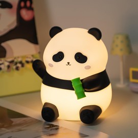Rytinazzz Cute Waving Panda Night Light,Panda gifts,Food Grade Silicone Touch Night Light for Baby Nursery,2 Level Dimmable Nursery Nightlight,Rechargeable Bedside Lamp for kids,Cute Decor for Bedroom