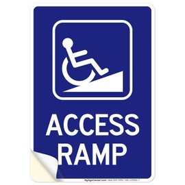 Access Ramp With Graphic Sign, 10x7 Inches, 4 Mil Vinyl Decal Stickers Weather Resistant, Made in USA by My Sign Center