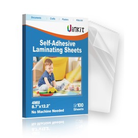 Uinkit 4mil Thick Self Laminating Sheets 8.5 x 11", 100Pack (Bulk Supply) Single-Sided Peel & Stick for Businesses, Schools & Restaurants - No Heat Machine Needed