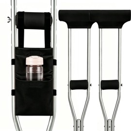 EldHilfe 5PCS Crutch Pad Crutch Bag-Underarm and Handle Crutch Pad, Crutch Waterproof Bag Crutch Cushion for Children, Men and Women Crutch Accessory Set (Black)