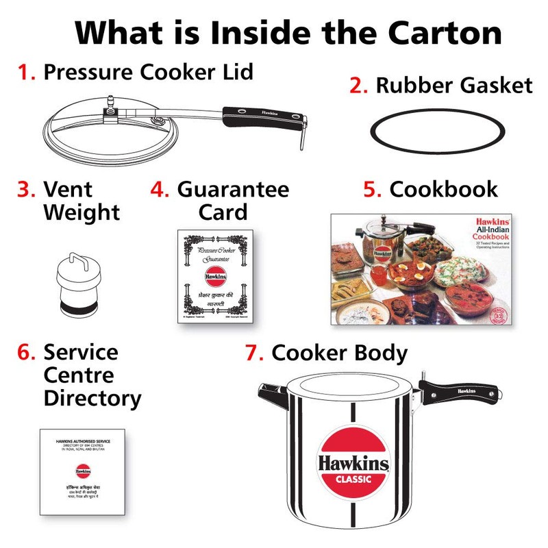 Hawkins Aluminium 8 Litre Classic Pressure Cooker, Tall Design Inner