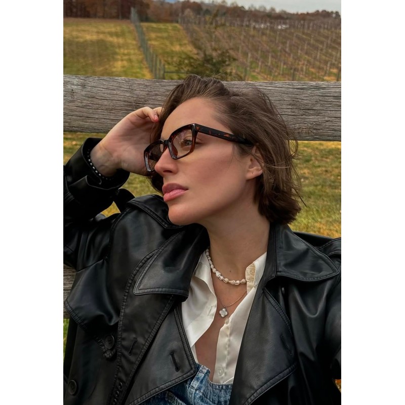 VISOONE Chunky Square Blue Light Blocking Glasses with Anti Computer