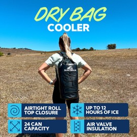 Sun Ninja Floating Dry Bag Cooler – Roll Top Leak Proof Closure, Collapsible, Waterproof Outdoor Cooler with Padded Shoulder Strap - Perfect for Kayaking, Fishing, Beach, Hiking -20L