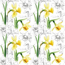 Anniversary House Tiflair Luxury Spring Napkins, Spring Daffodil Design, Thick and Strong Lunch Napkins, 3-Ply, Spring Decorations, Multicolor PJ384020