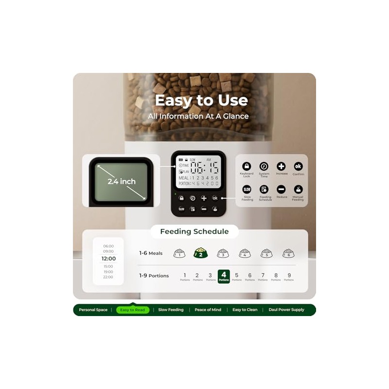 Frienhund Timed Automatic Cat Feeder 2 Cats with Slow Feed: