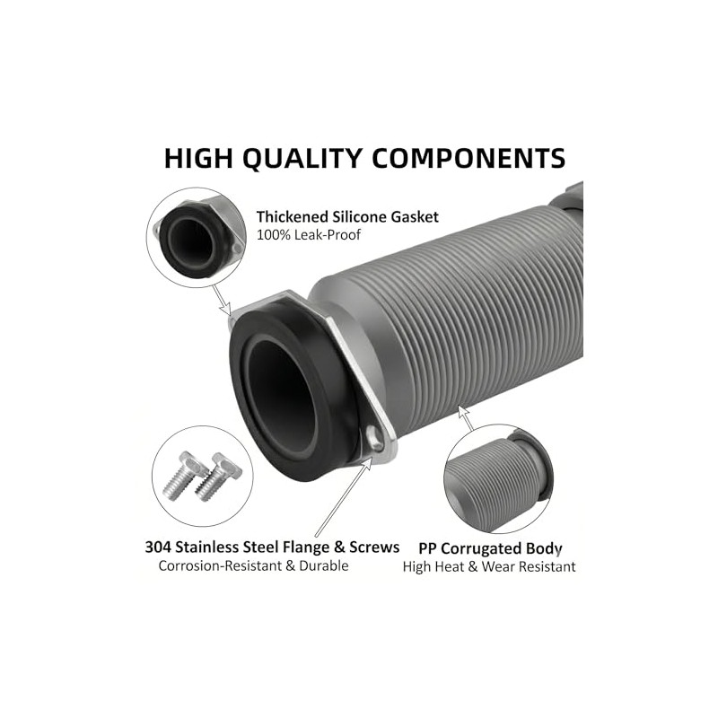 Flexible Garbage Disposal Drain Tube Replacement Kit for 1-1/2" Plumbing,