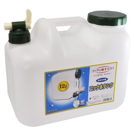 Platech BUB-12 Water Tank with Cock, 3.2 gal (12 L) Air Cock with Air Vent for Camping, Fishing, Outdoors, Disaster Preparedness