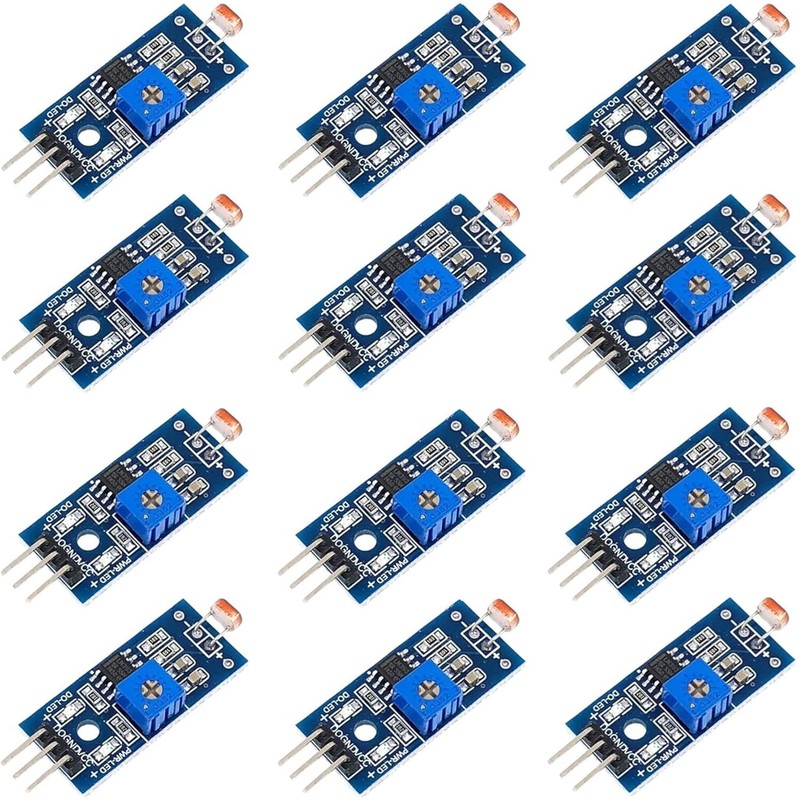 MTDELE 12Pcs Photoresistor Light Sensor 3Pin 3.3V-5V 5MM LDR LM393