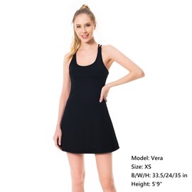 Lightbare Women’s Tennis Dress with Built-in Bra & Detachable Shorts Adjustable Straps UPF 50+ Quick Dry Black