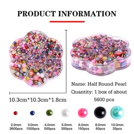 5600PCS Half Round Pearls Flatback Imitation Pearls for Crafts,7 Sizes for DIY Nails Art Crafting,Jewelry Making, Shoes,Cup,Phone Decoration (Mixed Color)