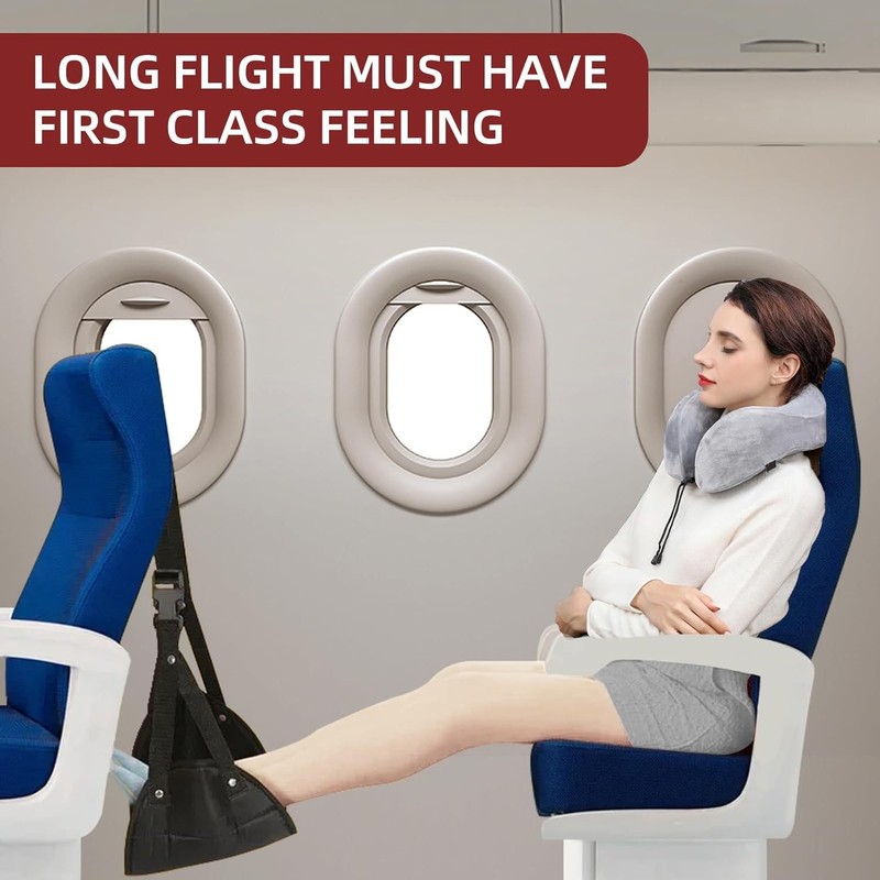 Airplane Foot Rest,Portable Travel Footrest Flight Carry-On FootRest Adjustable Height