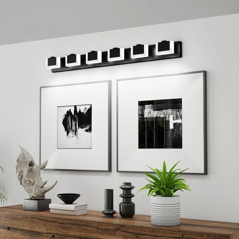 Ship in USA,LED Black Modern Vanity Light 6 Light Matte