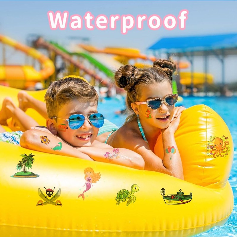 AOOWU Temporary Tattoo for Kids, 60 Sheets Mermaid Unicorn Princess