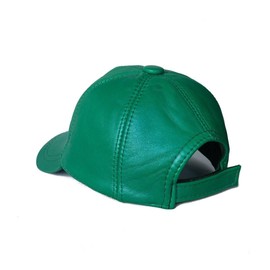 100% Real Genuine Lambskin Leather Baseball Cap Hat Sports Visor (Pine Green)