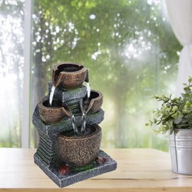 Indoor Water Fountain, Three-Layer Design, USB Power, Elegant Style, Small Desk Waterfall Fountain for Living Room, Office, Zen, Home Decoration,