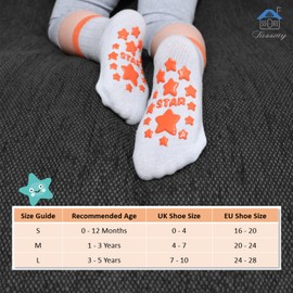 Fassory Non Slip Socks Gift Set 5 Pairs for 0-5 Years Baby Toddler Kids Boys Girls Cute Anti Skid Cotton Crew Socks for Children (S, Sky Element)