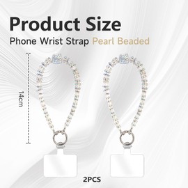 GlamRays 2 Piece Phone Bracelet Beaded Phone Charm Detachable with Tether Tab, Hands-Free Bracelet
