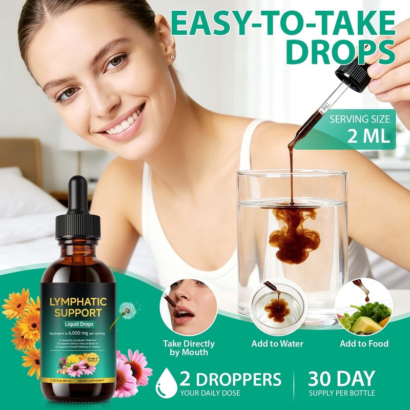 Lymphatic Drainage Drops 60 ml | 6000 mg Extract with