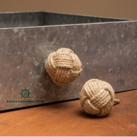 RII 6 Rope Doorknobs Nautical Twisted Decorative Jute, Rustic Rope Knot Drawer Pull (6)