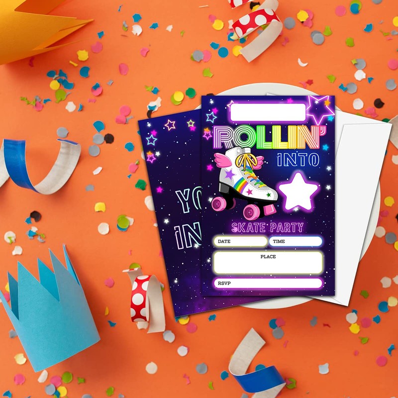 Roller Skating Theme Birthday Invitation(4" X 6"), Skate Party Fill-In