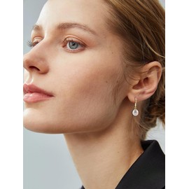 Pearl Earrings for Women Pearl Hoop Earrings Women Teardrop Pearl Dangle Earrings Sparkly Gold Pearl Drop Earrings Prom Wedding Christmas Jewelry Gifts Stocking Stuffers for Women