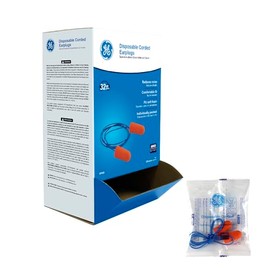 General Electric Corded Bullet Shaped Soft Hypoallergenic Earplugs 32 dB NRR – 100 Pairs (GP426)